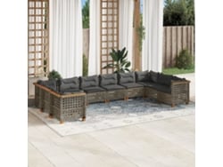 Conjunto de sofás de jardín de 10 piezas DKD Home Decor con cojines de mimbre gris