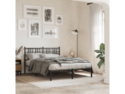 Estructura Cama Sin Colchón Con Cabecero Metal Negro 135x190 Cm