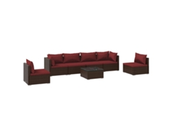 vidaXL Set muebles de jardín 7 piezas y cojines ratán sintético marrón