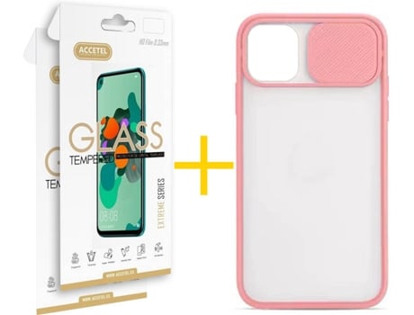 Kit Carcasa y Protector 2 X iPhone 11 Pro Skyhe Gel Protection Rosa