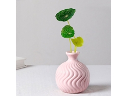 Jarrón De Cerámica Rosa Con Forma De Macaron Para Arreglos Florales E Hidroponía Linjou
