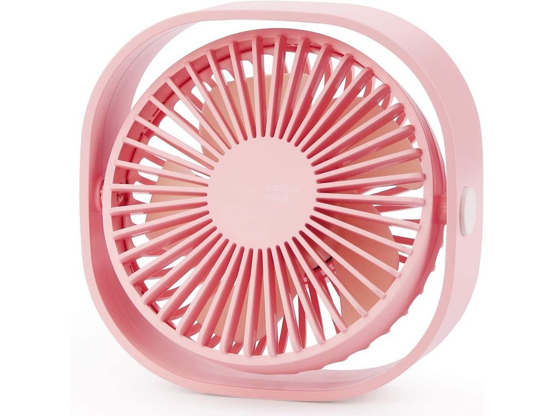 Mini Ventilador De Escritorio Usb Portátil Con Rotación De 360° Y 3 Velocidades Ajustables - Rosa