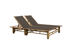 Tumbona con cojines Mueble para patio Asiento de jardín para 2 personas bambú