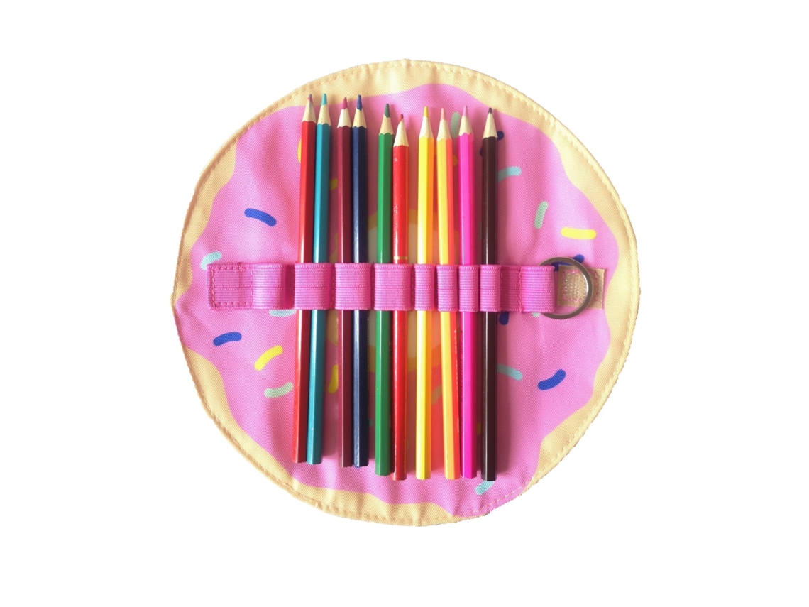 Lindo Estuche De Lápices Integrado De Lona Con Forma De Donut Colorido NICECEE