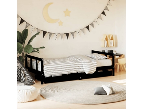 MAISON EXCLUSIVE - Estructura de cama infantil con cajones madera negro 90x190 cm
