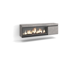 Mueble TV, Televisión, 160, Para TV hasta 65, Chimenea eléctrica XXL, Colgado, Suspendido, Cemento SKRAUT HOME