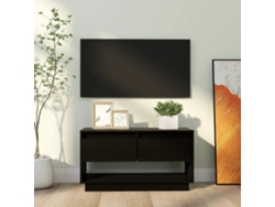 Mueble de Armario Tv 74X34X40 Cm Madera de Pino Maciza Negro