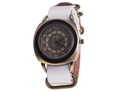 Reloj De Pulsera Unisex Ccq Punk Retro, Estilo Antiguo, Correa De Pu, Esfera Blanca Simple.