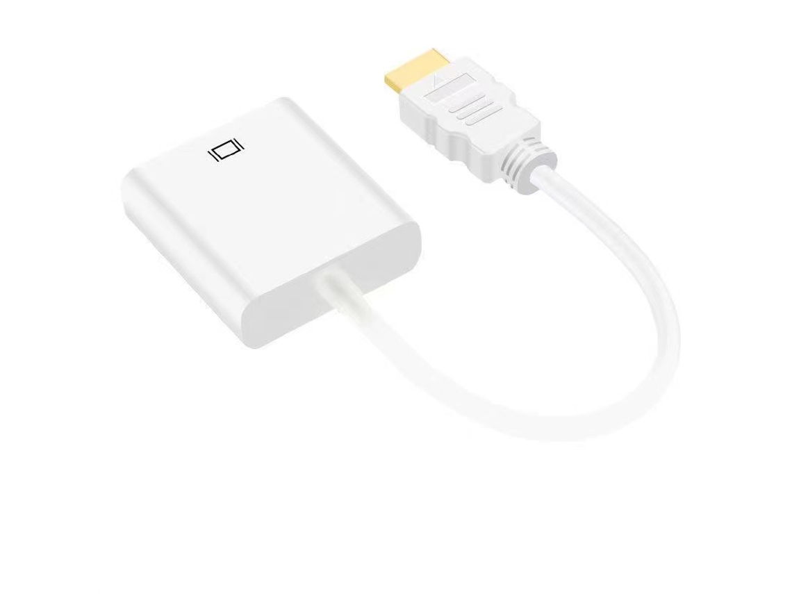 Cable Adaptador Hdmi A Vga, Convertidor Hdmi A Vga Chapado En Oro 1080p, Blanco