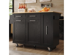Isla De Cocina Moderna - Multifuncional Con Almacenamiento - Negro