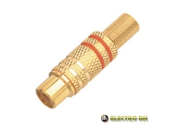 Conector Rca Hembra Con Protector De Cable, Dorado-rojo, Edh