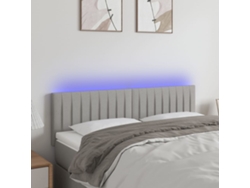 Cabecero Con Led De Tela Gris Claro 144x5x78/88 Cm