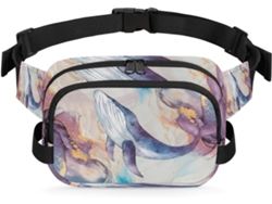 Riñonera para mujer con estampado de ballena y mármol, 22,8 x 6,3 x 15,5 cm, estampado impermeable de alta calidad, sin marca.