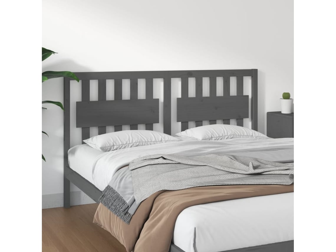 Cabecero De Cama Madera Maciza De Pino Gris 155,5x4x100 Cm