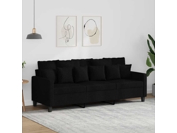 Sofá De 3 Plazas | Sofá De Salón | Sofá De Descanso De Tela Negro 180 Cm