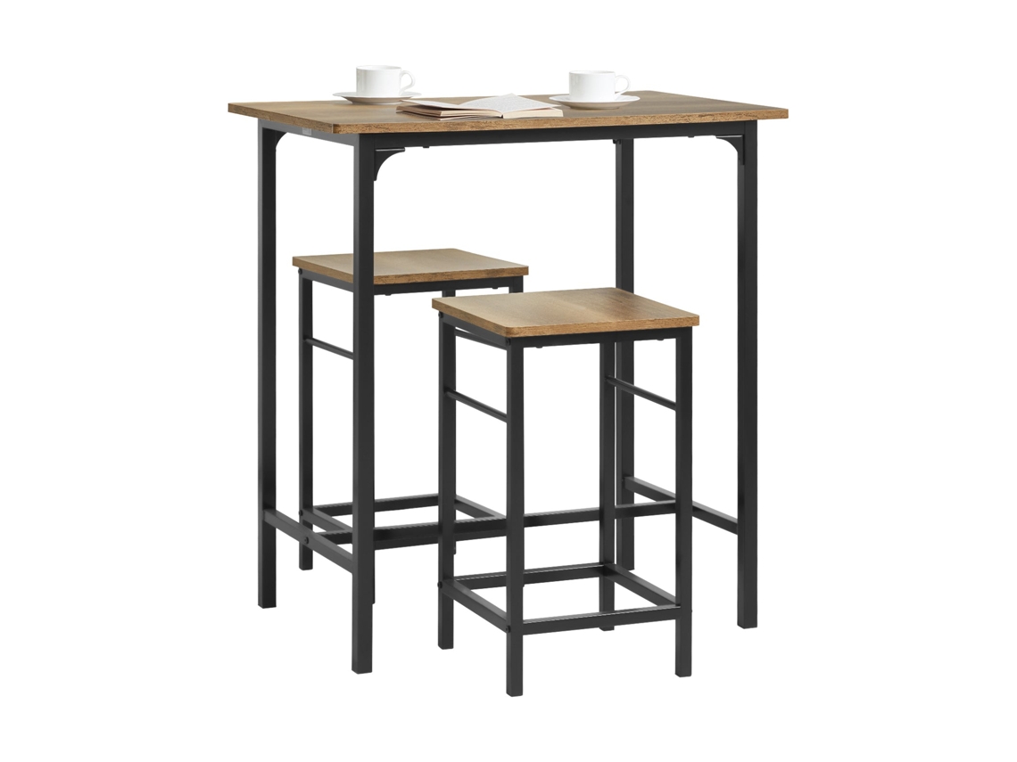 Juego De Mesa Alta De Bar Con 2 Taburetes Ogt10-Pf Marrón SOBUY