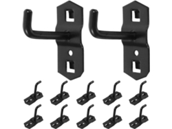 Paquete de 12 ganchos reforzados negros para paneles perforados, soportes metálicos y accesorios, 6 mm x 5 cm, SFUSHOS