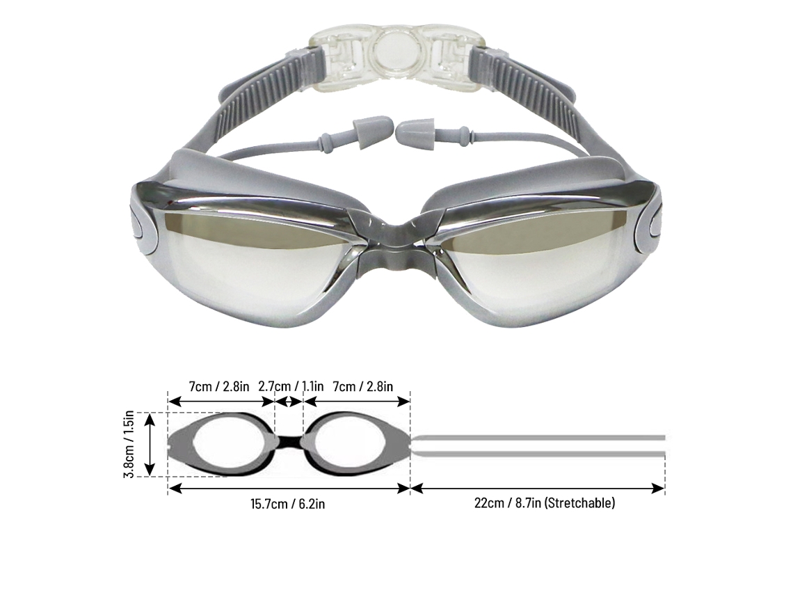 Gafas De Natación Antivaho, A Prueba De Fugas, Con Cómodos Tapones Para Los Oídos Y Estuche Para Adultos Y Jóvenes, Color Gris.