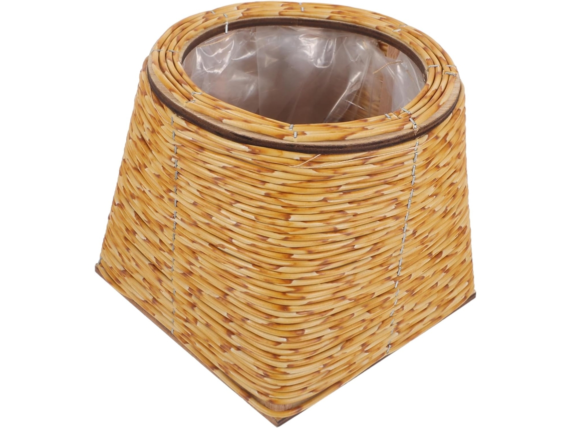 Cesta De Flores De Ratán Tejida A Mano, Diseño Sencillo Para Guardar Objetos.