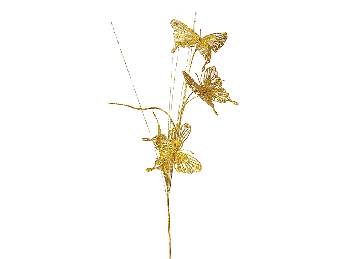 Mariposa de polvo de oro simulado (plástico de 3 cabezas, plegable para envío)