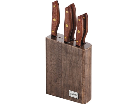 Bloque Cuchillo de Cocina Cocina Profesional, 6 pcs., MAESTRO Taco Madera, 5 Cuchillo de Cocina, Acero Inoxidable Calidad