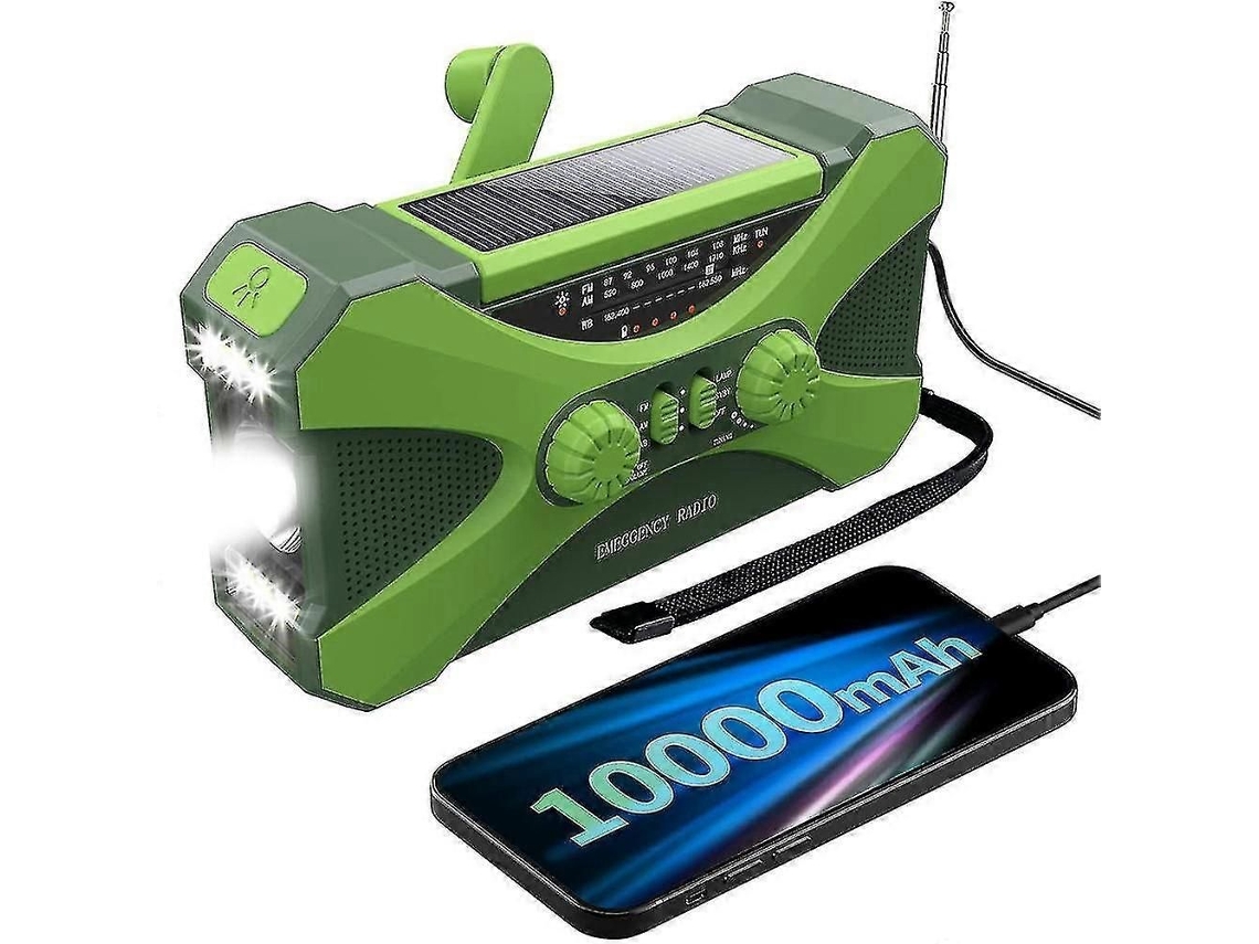 Radio de 10000 mAh, radio solar con manivela, radio portátil con luz LED, flash LED Szrh A b GOKOCO