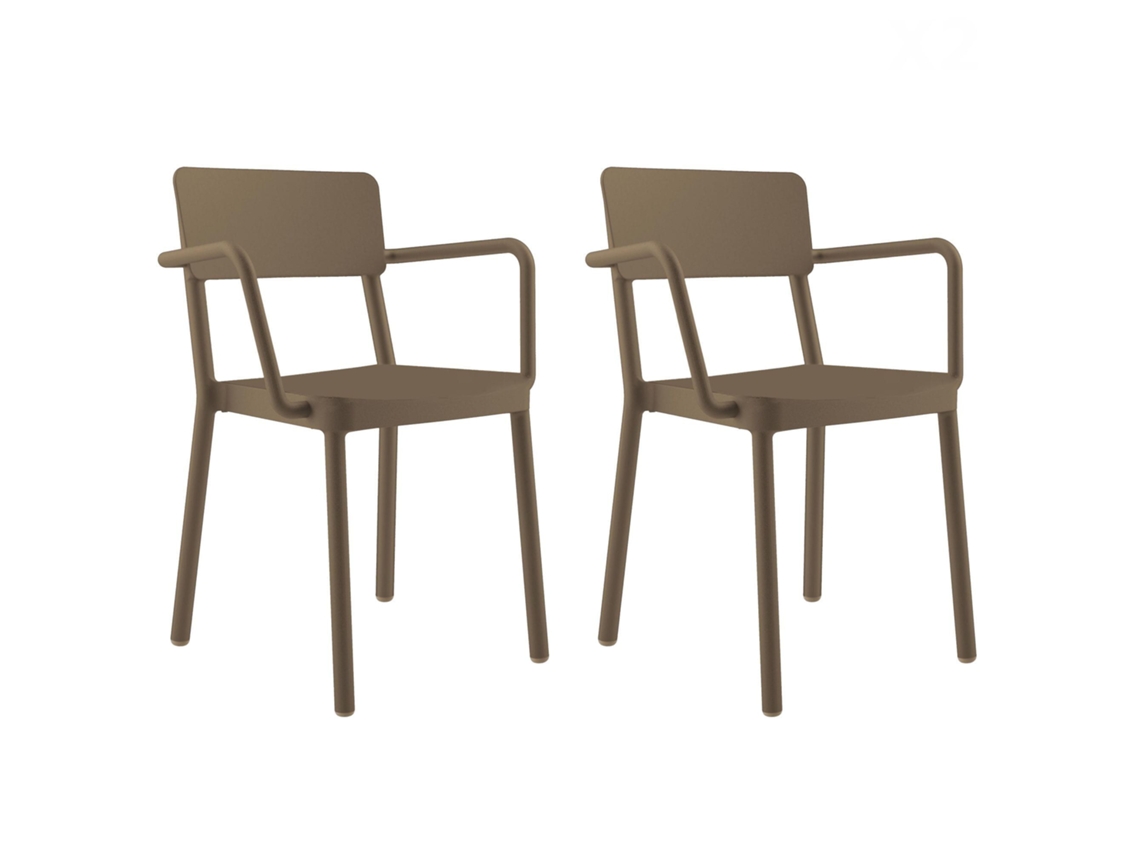 RESOL LISBOA Set 2 Silla Con Brazos Interior Exterior Chocolate