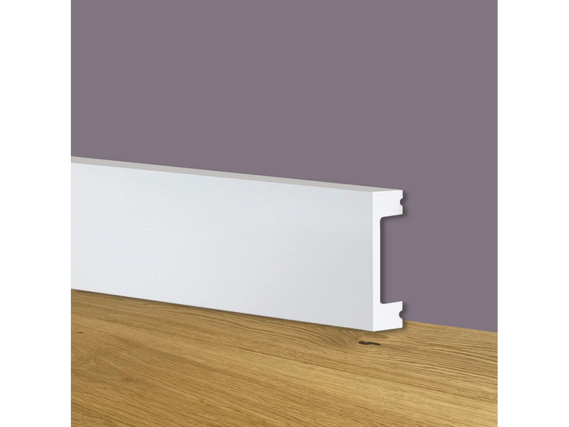 Rodapié Cuadrado Blanco Con Entrada De Cables 50X20X2000Mm En Polímeros Poliestructurados ETERNAL PARQUET