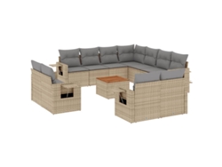 Maison Exclusive - Juego De Sofás Jardín Con Cojines Beige Mezcla 12 Pzas Ratán Pe