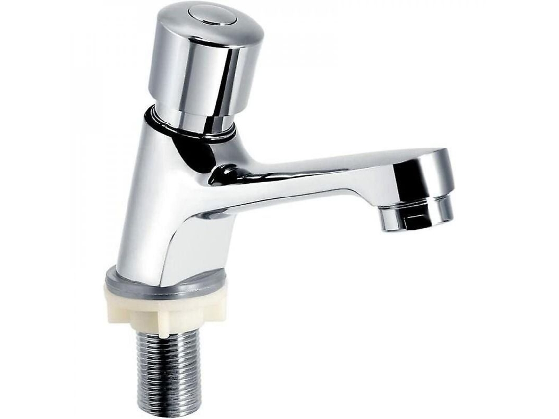 Grifo De Lavabo De Cierre Automático De 4 A 6 Segundos, Económico, En Latón Cromado Plateado Para Cocina Y Baño.