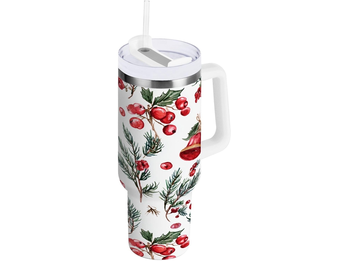 Taza térmica de 1200 ml con pajita y tapa aislante de acero inoxidable con asa, taza de viaje impermeable (sin marca)