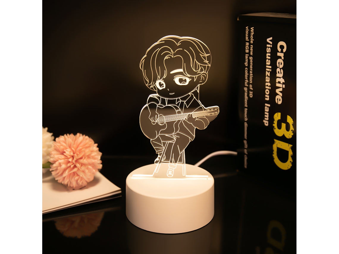 Lámpara de noche con ilusión 3D, 7 colores, interruptor táctil y alimentación USB, Siurn (Celebridad)