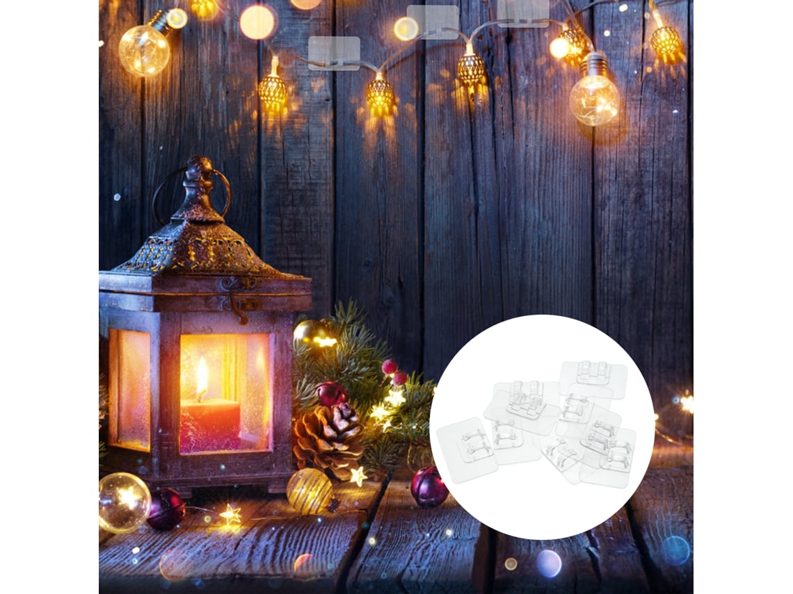 2026-100pcs Ganchos Adhesivos Transparentes Para Luces De Cadena, Ganchos Autoadhesivos Sin Taladrar Para Pared