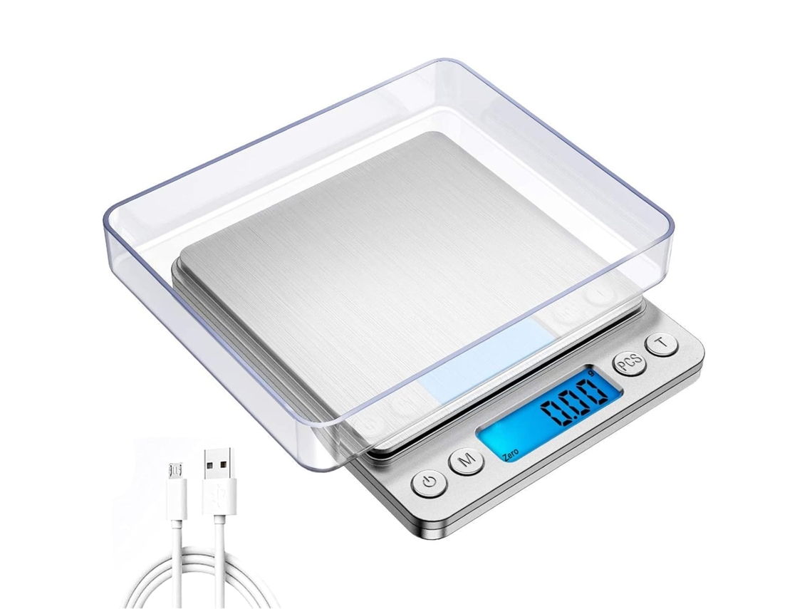 Báscula de cocina digital de 500 g/0,01 g, recargable por USB, profesional, Nicecee