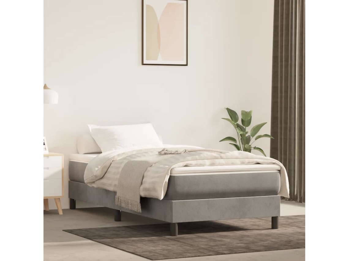 Estructura De Cama Sin Colchón Terciopelo Gris Claro 80x200 Cm