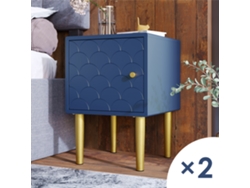 Juego De 2 Mesitas De Noche, Azul Marino, Mesitas De Sofá, Adecuadas Para Cualquier Cama Y Dormitorio - Alto 50/ancho 35/profundidad 35 Cm