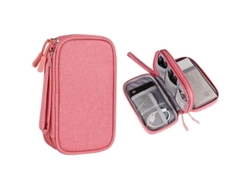 Estuche Organizador De Accesorios Electrónicos Linjou Para Power Bank, Cables, Auriculares, Memoria Usb - Rosa