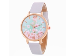 Reloj De Pulsera De Cuarzo Sencillo Para Mujer Con Correa De Piel Sintética Blanca.