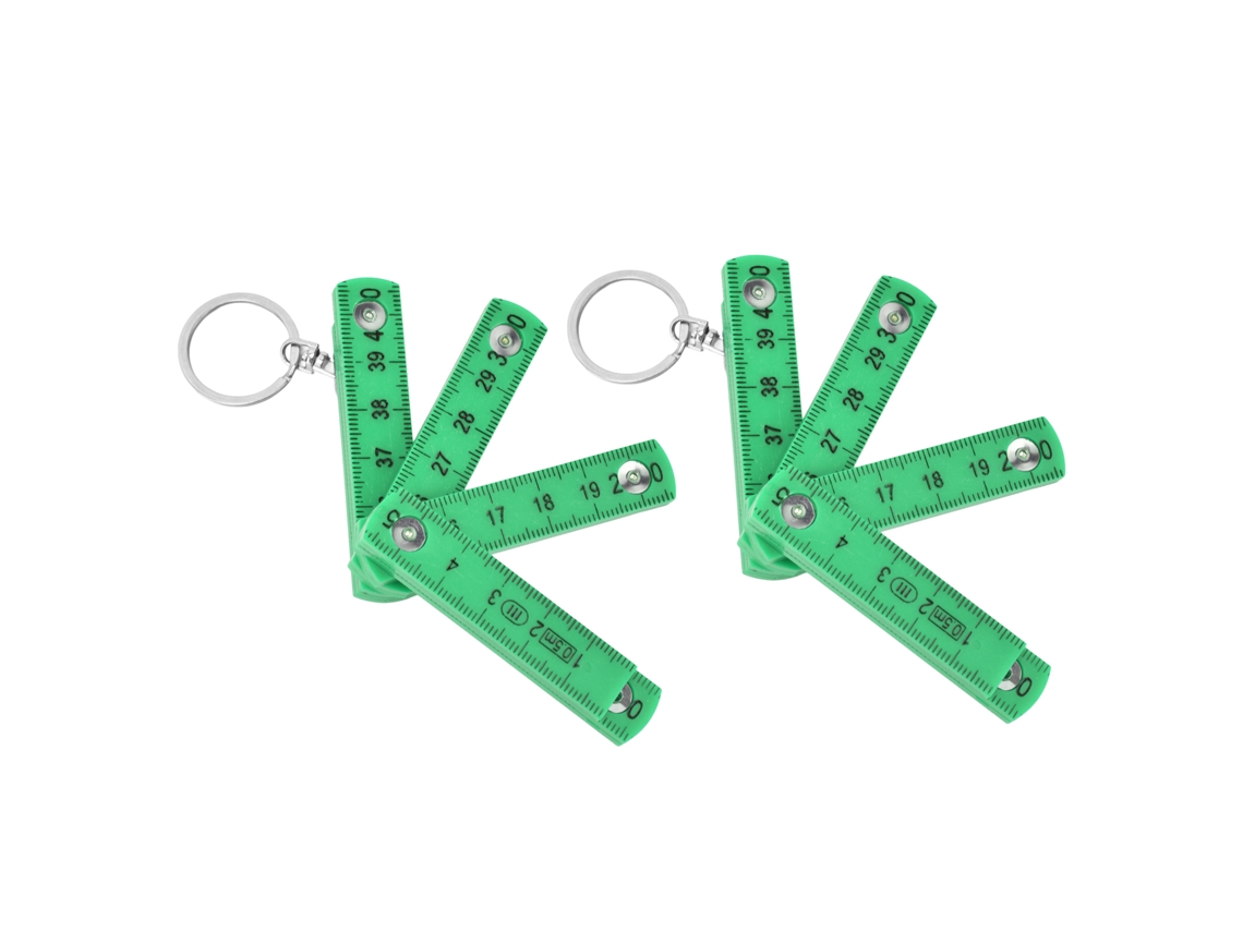 Regla plegable Primerox de 2 piezas de ABS de 0,5 m, portátil con llavero para carpintería, albañilería, color verde.