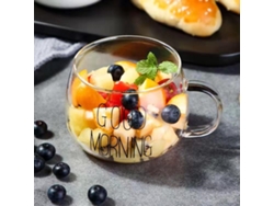(Estilo 1) Vaso de vidrio transparente con letras creativas, capacidad de 350 ml, vaso ecológico universal.