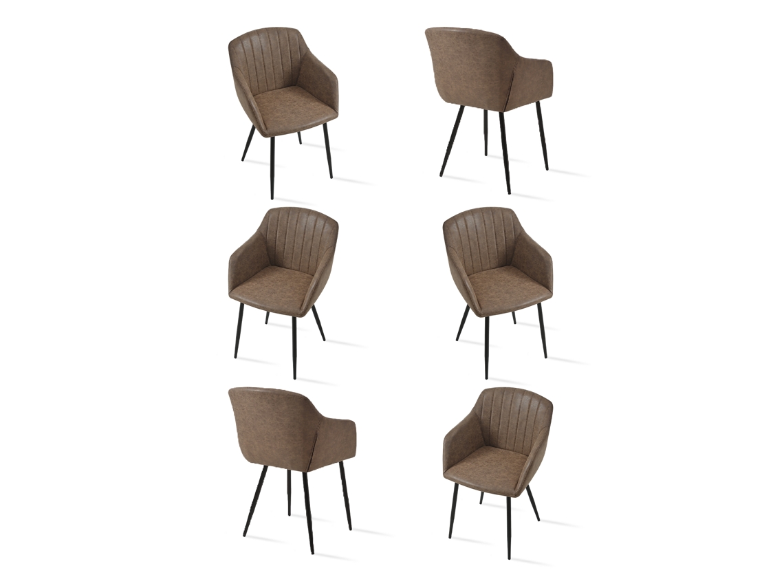Sillas De Comedor Goeurvant 711(pack De 6, Marrón Oscuro, Cuero Pu)
