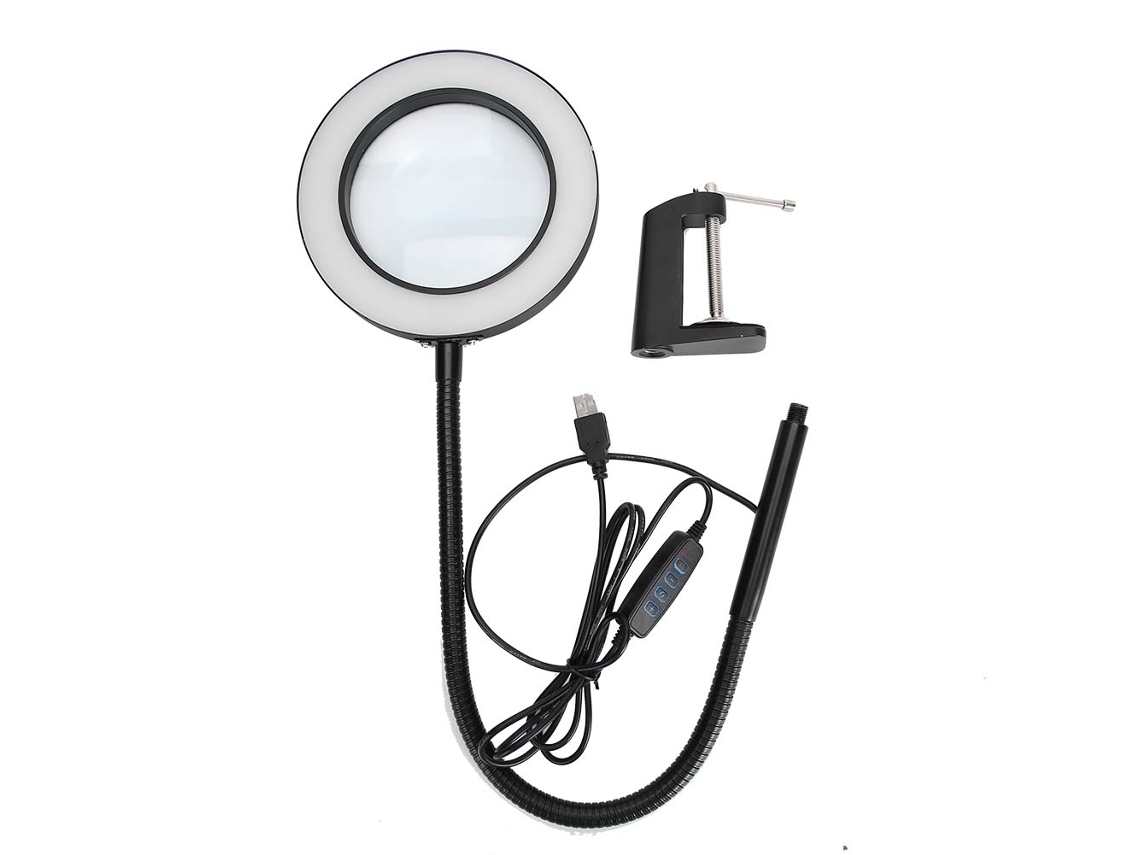 Luz Led De 5x Lupa Ajustable Usb Para Salón De Belleza Arte De Uñas Tatuaje Negro