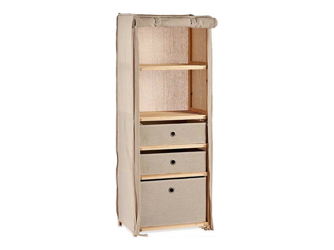 Estantería BIGBUY (Madera Tela - Beige - 28 x 113 x 42 cm)