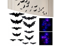 Jortmrdqz 12 luces de murciélago 3D para Halloween