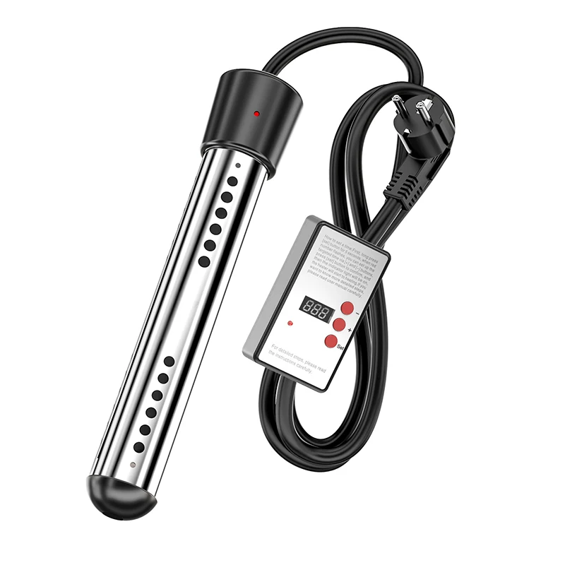 Calentador de agua eléctrico (negro) con elemento calefactor, calentador de inmersión, para piscina, baño.