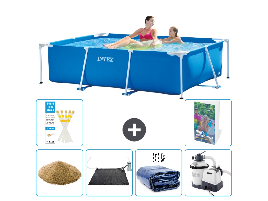 Intex Piscina Com Estrutura Retangular - 220x150x60 Cm - 7-peças S69