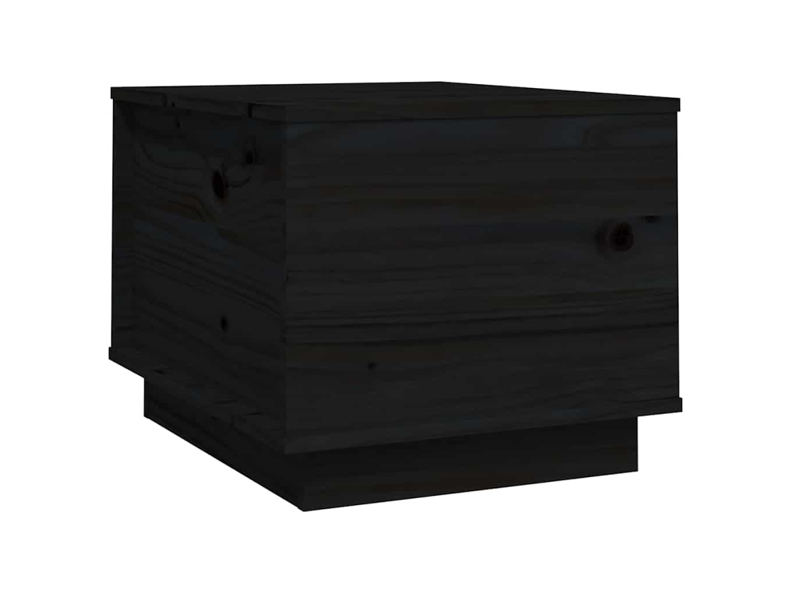 Mesa de centro MAISON EXCLUSIVE, madera maciza de pino, color negro, 40 x 50 x 35 cm