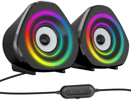 Altavoz USB para computadora - Versión actualizada, negro con luz colorida TUSERXIN