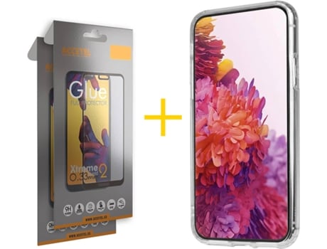 Carcasa + 2 Protectores de Pantalla para Samsung Galaxy S21 5G ACCETEL Transparente Claro