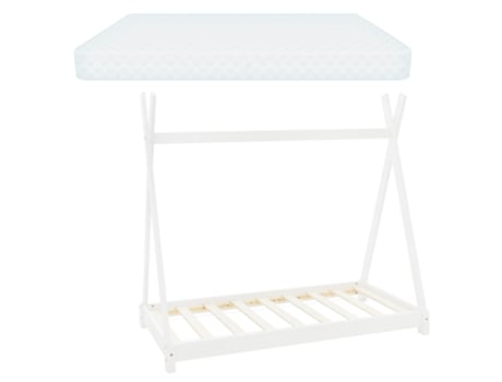 Cama infantil tipi blanca pino con colchón oeko-tex 100 espuma fría 70x140cm ML-DESIGN
